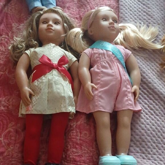 Delightful Doll Set with Red and Pink Outfits - Picture 1 of 6